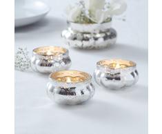 Ginger Ray GW-708 Teelichthalter in Melonenform, Glas, silberfarben, silber