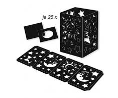 URSUS 2360090 Laternenpackung Sonne, Mond & Sterne, zum Basteln Laternen mit Einer Größe von ca. 14 x 20 cm, 25 Rohlinge mit Deckel und Boden aus schwarzem Fotokarton