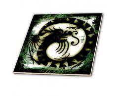 3dRose CT 167184 _ 2 Dragon Symbol Kunstdruck auf Grunge Hintergrund Keramik Fliesen, 15,2 cm