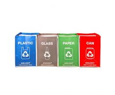 ANUANT Separate Recycling Mülleimer Staubbeutel für Küche Büro in Home – Recycle Garbage Sortieren Mülleimer Organizer Wasserdicht Körbe Fach Behälter Big Größe 4 Taschen Set
