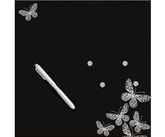 Eurographics MB+RH1286 Silver Butterflies 30x30 Magnettafel, Glas, Schwarz, 30 x 30 x 2 cm