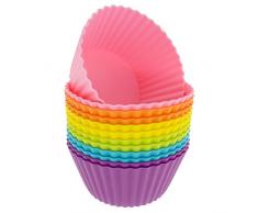 Freshware 24er Pack Silikon Standard rund wiederverwendbar Cupcake und Muffin Backförmchen Jumbo (12 Stück) merhfarbig
