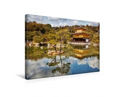 Premium Textil-Leinwand 45 x 30 cm Quer-Format Goldener Pavillon Kinkakuji | Wandbild, HD-Bild auf Keilrahmen, Fertigbild auf hochwertigem Vlies, Leinwanddruck von Michael Kurz