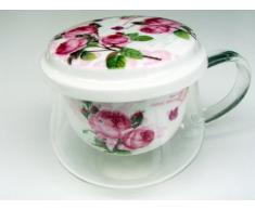 Easy Life Tasse Aus Borosilikatglas Mit Tee-Ei, Porzellan, Mehrfarbig, 11.5 x 9 x 10 cm