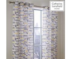 Catherine Lansfield City Scape Ösenvorhang, Polycotton, Ocker, Eyelet Curtains-66x72 Inch, 2