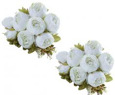JGYQL Künstliche Pfingstrose aus Seide, Pfingstrose, Blumenstrauß für Zuhause, Hochzeit, Party, Dekoration, 2 Stück weiß