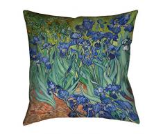 ArtVerse Vincent Van Gogh Irises x Kopfkissen, Baumwoll-Twill, doppelseitiger Druck mit verdecktem Reißverschluss und Einsatz, 50,80 cm X 50,80 cm