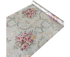 HOYOYO 43,2 x 198,1 cm Hellgrün Selbstklebend Regal Liner, Feuchtigkeit Proof Kommode Schublade Papier Regal Schimmelfest Antifouling Kontakt Papier, Vintage Rose