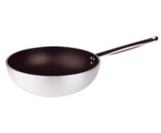 Pentole Agnelli Linie Aluminium 5 mm Platinum Wok mit Boden 32 cm Silber/schwarz