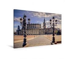 Calvendo Premium Textil-Leinwand 120 cm x 80 cm quer, Dresden Theaterplatz | Wandbild, Bild auf Keilrahmen, Fertigbild auf echter Leinwand, Leinwanddruck Menschen Menschen