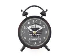 Chaomian Home Ornaments Handarbeit Metall Analog Silent Quarz Schreibtisch Uhr, 21,3 x 16,3 cm Vintage Rustikal Look mit Griff, Glas auf Vorder - 8.4x6.4 Schwarz A