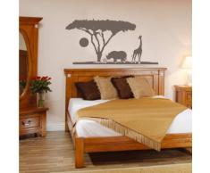 INDIGOS 4052166118408 Wandtattoo w557 Afrika / Steppe, Elefant Giraffe Wandaufkleber 80 x 39 cm, braun