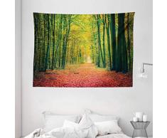 Farm House Decor Wandteppich, Herbst Birken Wald Golden Leaves Woodland Oktober Seasonal natur Bild zum Aufhängen, für Schlafzimmer Wohnzimmer Wohnheim, 80 W x 60 L Zoll, gelb und grau, Textil, Multi 9, 80 W By 60 L