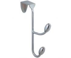 iDesign doppelter Garderobenhaken, kompakter Kleiderhaken für über die Tür aus Metall, Türhaken für Kleidung oder Accessoires, silberfarben