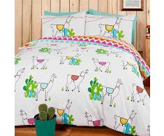 Rapport Happy Llamas Wendebettwäscheset, Baumwoll-Polyestergemisch, Mehrfarbig, für Einzelbett