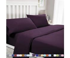 Spannbettlaken von Bysure aus gebürsteter Mikrofaser, 1800 Bettwäsche – tiefe Tasche, keine Falten, verblasst nicht, fleckenabweisend, hypoallergen. Full violett