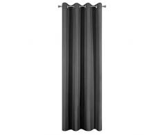 Design91 Glatt Matt 8 Ösen Weich Vorhänge Gardinen Modern Schlicht Schlafzimmer Kinderzimmer Wohnzimmer, Grafit, 140X250cm