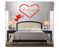 INDIGOS WG30022-31 Wandtattoo w022 Spruch Liebesnest Love Herz 120 x 83 cm, rot