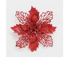 Mobuy Weihnachtsstern Weihnachtsdekoration Weihnachtsblumen Glitzer Weihnachtsbaumschmuck und Ornamente (12 Stück) 6.2 rot