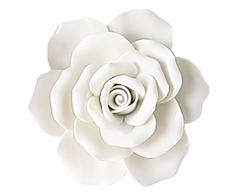 Alycaso Rose Keramik-Blumen-Wanddekoration künstliche 3D-Blumen-Wandkunst für Wohnzimmer, Zuhause, Flur, Schlafzimmer, Küche, Bauernhaus, Badezimmer, Esszimmer 3.5inch weiß