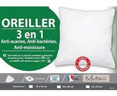 laurentmortreux Kopfkissen, 3-in-1, 60 x 60 cm, Polyester, Weiß, 60 x 60 cm