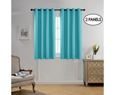 miuco Verdunkeln Tülle Strukturierte eingewoben Blackout Vorhänge für Wohnzimmer Vorhang Panels Set von 2..., metall, türkis, 52x63 Inch