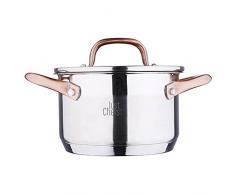 Just For Chefs Q2901 Kochtopf 16 x 10 cm 1,8 l Edelstahl Induktion Deckel Infinity, verchromt