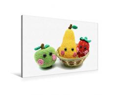 Premium Textil-Leinwand 90 x 60 cm Quer-Format Gehäkelte süÃe Früchtchen im Korb | Wandbild, HD-Bild auf Keilrahmen, Fertigbild auf hochwertigem Vlies, Leinwanddruck von Anja Frost