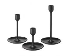 Ikea fulltalig-, Set von 3 Pulverbeschichtung Schwarz Aluminium Kerzenständer für Leuchterkerzen, Tisch Romantische für Hochzeit, Geburtstag, Abendessen Home & Bar Dekorative No LED Candle Schwarz