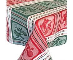 Lintex Tischdecke aus Baumwollstoff mit Weihnachtsmannmotiv, Jacquard, 100% Baumwolle, für Küche und Esszimmer, Servietten, Tischsets und Tischläufer Landhausstil 70 Round Mehrfarbig