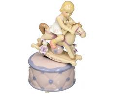 COSMOS 80051 feines Porzellan Girl auf Schaukelpferd Musical Figur, 7–1/8