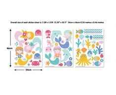 Walltastic Meerjungfraumotiven Wandaufkleber, Polypropylene, Multi, 24 Large Sheets