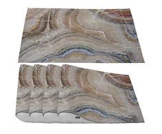 Moslion Marmor-Platzsets, Onyx-Marmor, Oberflächenstruktur, Beige, Hellbraun, Tischsets für Esstisch/Küchentisch, wasserdicht, rutschfest, hitzebeständig, waschbar, für drinnen und draußen, 4 Stück