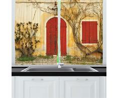 Küche Vorhänge Rollladen Decor von ambesonne, Old türdurchgangs mit Geblendet Tür und Fenster Die ländlichen Tuscan House Italien Europa, 139,7 cm WX39 L Küche Vorhang One Of A Kind 2 heraklithplatten Maschinenwaschbar