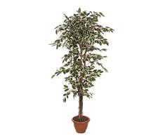 MICA Decorations Ficus Hawaii im Kunststofftopf Kunstpflanze, Polyester, grün, bunt, 90 x 90 x 180 cm, 2-Einheiten