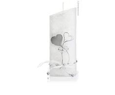 Wiedemann Hochzeitskerze Perlmutt weiß, Wachs, Silber, 22 x 8.5 cm