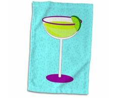 3dRose Handtuch Margarita aus Glas mit limettenblauem Hintergrund, 38 x 56 cm, Weiß