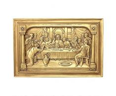 Design Toscano Wandrelief Jesus und die Apostel beim letzten Abendmahl Skulpturen-Wandskulpturen, Harz, Gold, 2.5 x 42 x 26.5 cm