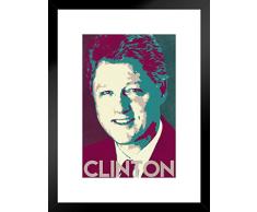 Poster Gießerei Präsident William Jefferson Bill Clinton Pop Art Demokratische Politik Politiker potus mattierte gerahmtes Wandbild Kunstdruck 50,8 x 66 cm