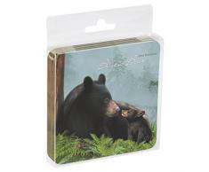 Tree Free Grußkarten 52883 9,5 x 9,5 cm, Motiv Teddybär Family Wildlife Untersetzer mit Kork-Rückseite, 4er-Set