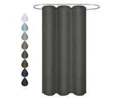 Eforgift Polyester Dusche Vorhänge Mehrfarbig mit gratis Haken (blau gestreift), Polyester-Mischgewebe, anthrazit, 36Wx72L