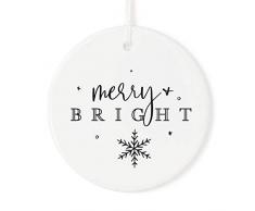 The Cotton & Canvas Co. Weihnachtsdekoration, Porzellan, mit Schleife, inkl. Geschenkbox Merry + Bright