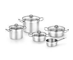 BRA Professional Topf-Set, 5-teilig, geeignet für alle Herdarten einschließlich Induktion, rostfreier Edelstahl 18/10