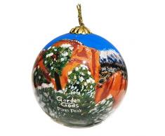 Unbekannt Art Studio Company Weihnachtsdekoration, Glas, handbemalt, Motiv: Garten der Götter Winter