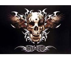Tattoo - Wingskull - Fantasy Poster Gemälde tätowierter Schädel Scull Tribals - Grösse 90x64 cm