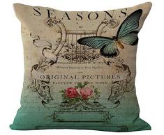 Floral Schmetterling Kissenbezug, bedruckt Baumwolle Leinen Überwurf Kissen Fall Kissenbezug Form pillowslip Pullunder quadratisch Reißverschluss gemustert Kissenbezüge für Home Sofa Stuhl, Rose Flower, Cover WITHOUT Pillow Insert