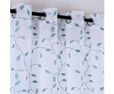 KEQIAOSUOCAI Vorhänge mit Blättern, bestickt Garten 52x95 mintgrün