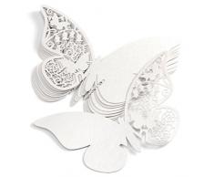 Tischkarten mit Klebepunkten von HaimoBurg, Wandaufkleber, Motiv: Schmetterling, für Hochzeit, Party, Taufe, 100 Stück weiß