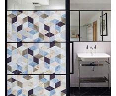 Aibily Original Fensterfolie Sichtschutzfolie Vinyl Folie für Glasfenster Tür ohne Kleber statisch haftend Vinylfolie ablösbar 17.7x78.7 Inch 3D-Würfel