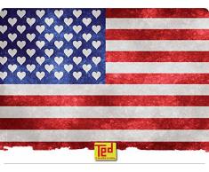 Outlook Design Ted Small Schneidebrett gehärtetem Typ 2, Glas, Amerikanische Flagge, 29.00 x 19.50 x 0.4 cm